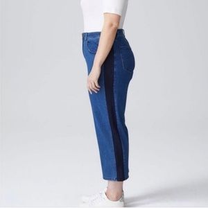 Universal Standard denim with side stripe plus blue jeans